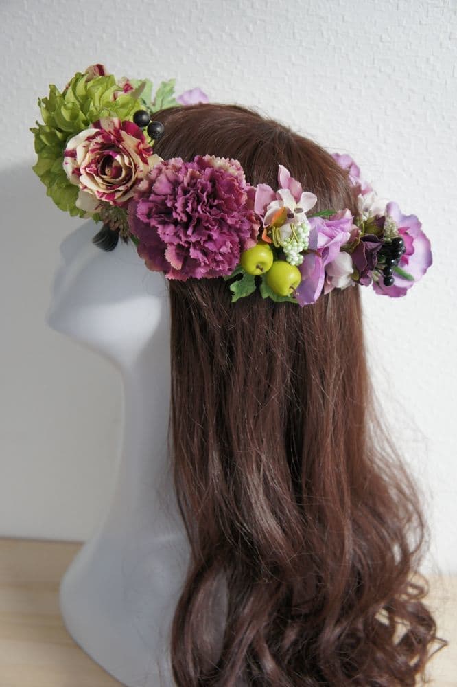 花冠　可愛い　個性的　高級造花専門店アンクラフトはアーティフィシャルフラワー（高級造花）専門店です。生花のような繊細なお花なのに枯れずにお手入れ不要なところが人気になっています。オーダーメイドの髪飾りを承っております。成人式用・結婚式用・披露宴・パーティ用・七五三御祝い等ご用意しております。　国家資格1級　大阪　関西　兵庫県