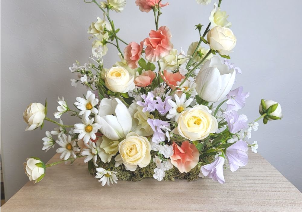 ダリアのアレンジ　造花　オーダーメイド　西宮市